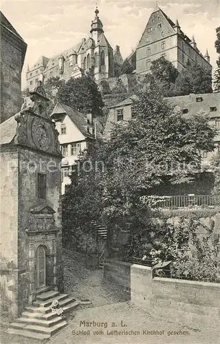 Marburg Lahn Schloss vom Lutherischen Kirchhof gesehen Kat. Marburg