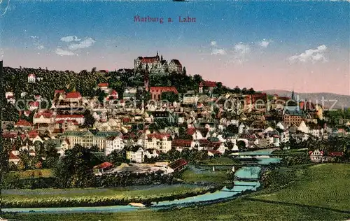 Marburg Lahn Panorama mit Schloss Kat. Marburg