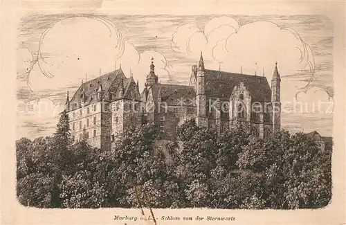 Marburg Lahn Schloss von der Sternwarte Kat. Marburg