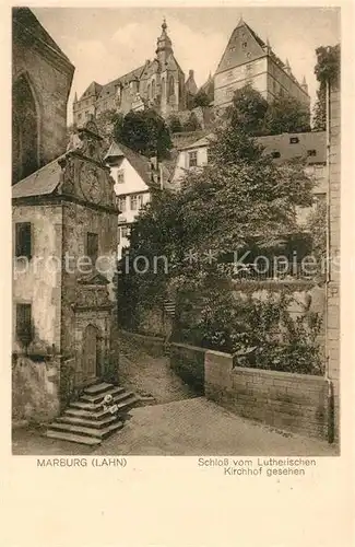 Marburg Lahn Schloss vom Lutherischen Kirchhof Kat. Marburg