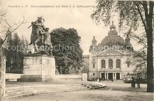 Frankfurt Main Bismarckdenkmal mit Blick zum Schauspielhaus Kat. Frankfurt am Main