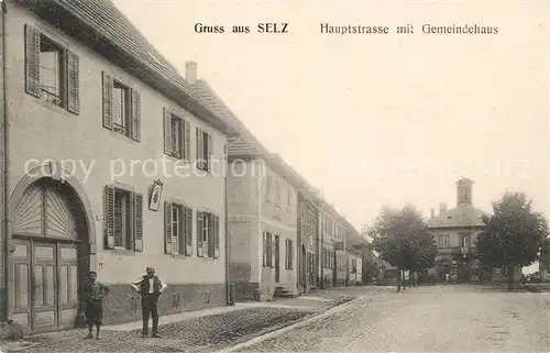 AK / Ansichtskarte Selz Hauptstrasse mit Gemeindehaus Kat. Schaffhouse pres Seltz