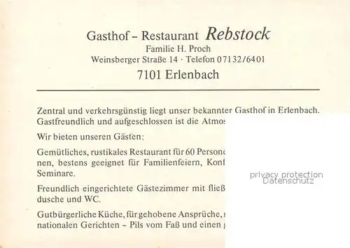 AK / Ansichtskarte Erlenbach Heilbronn Gasthof Rebstock Kat. Erlenbach