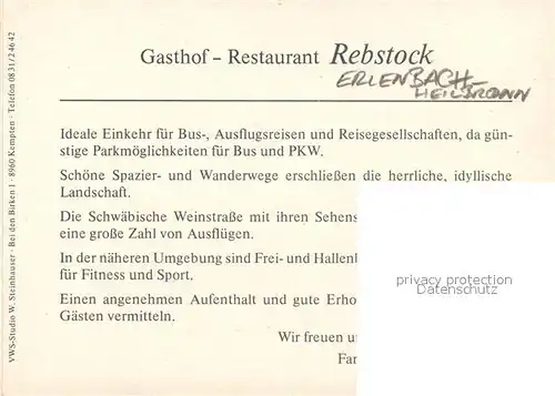 AK / Ansichtskarte Erlenbach Heilbronn Gasthof Rebstock  Kat. Erlenbach