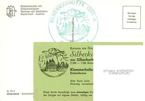 AK / Ansichtskarte Ramsau Dachstein Steiermark Silberkarklamm Silberkarhuette Kat. Ramsau am Dachstein