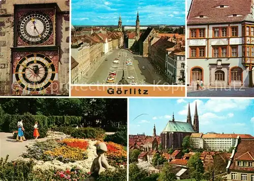 AK / Ansichtskarte Goerlitz Sachsen Rathausuhren Reichenbacher Turm Leninplatz Ratsapotheke Kat. Goerlitz