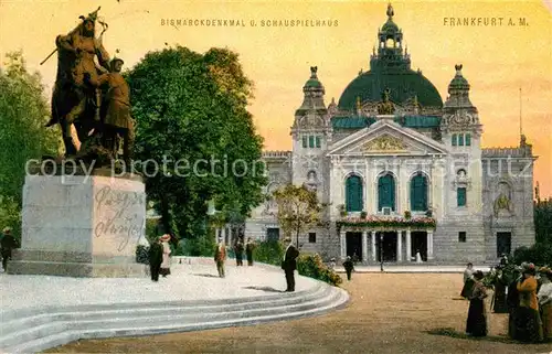 AK / Ansichtskarte Frankfurt Main Bismarckdenkmal und Schauspielhaus Kat. Frankfurt am Main