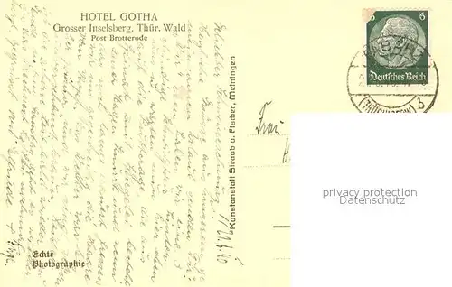 AK / Ansichtskarte Grosser Inselsberg Hotel Gotha Kat. Brotterode