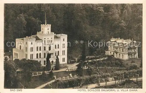 AK / Ansichtskarte Bad Ems Hotel Schloss Balmoral und Villa Diana Kat. Bad Ems