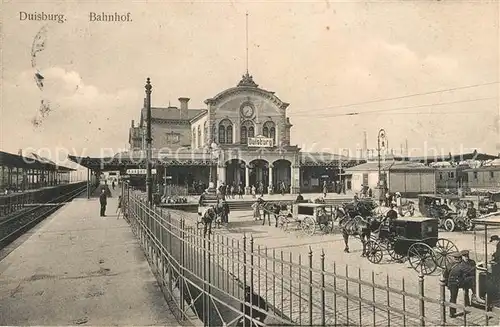 AK / Ansichtskarte Duisburg Ruhr Bahnhof Pferdekutschen Kat. Duisburg