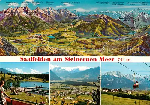 AK / Ansichtskarte Saalfelden Steinernes Meer Panorama Strandbad Ritzensee Hohe Tauern Kitzsteinhorn