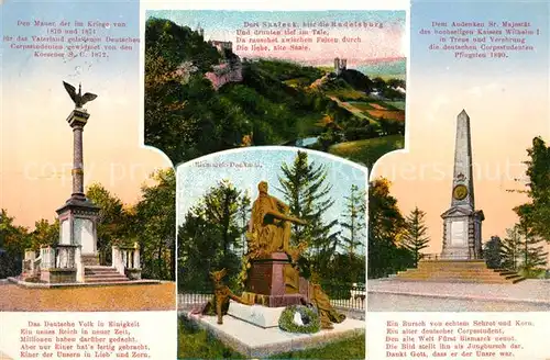 AK / Ansichtskarte Bad Koesen Siegessaeule Burg Saaleck und Rudelsburg Bismarck Denkmal Gedenkstaette Kat. Bad Koesen