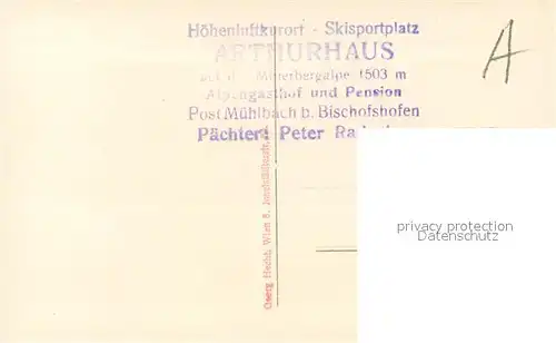AK / Ansichtskarte Muehlbach Hochkoenig Arthurhaus Alpengasthof Kat. Muehlbach am Hochkoenig