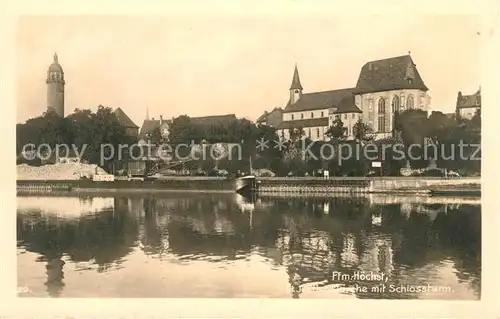 AK / Ansichtskarte Frankfurt Hoechst Main St Justinuskirche mit Schlossturm