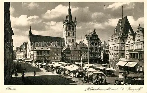 AK / Ansichtskarte Trier Hauptmarkt mit St Gangolf Kirche Kat. Trier