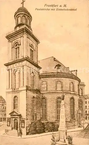 AK / Ansichtskarte Frankfurt Main Paulskirche mit Einheitsdenkmal Zeichnung Kuenstlerkarte Kat. Frankfurt am Main