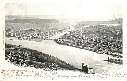 AK / Ansichtskarte Bingen Rhein Panorama Blick vom Niederwald Kat. Bingen am Rhein