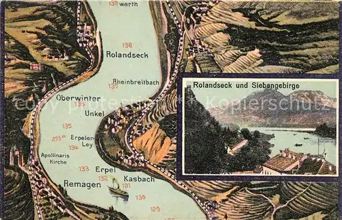AK / Ansichtskarte Remagen und Umgebung aus der Vogelperspektive Rolandseck Siebengebirge Kat. Remagen