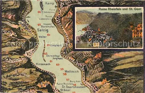 AK / Ansichtskarte St Goar und Umgebung aus der Vogelperspektive Ruine Rheinfels Kat. Sankt Goar