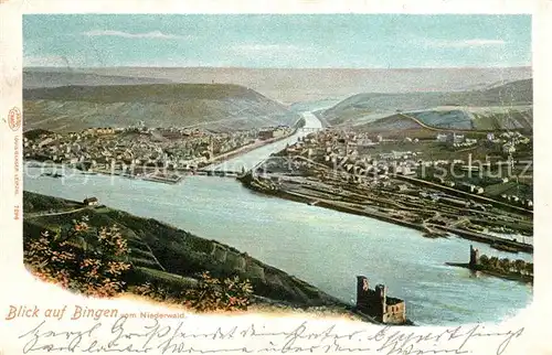 AK / Ansichtskarte Bingen Rhein Panorama Blick vom Niederwald Kat. Bingen am Rhein