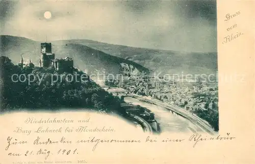 AK / Ansichtskarte Niederlahnstein Burg Lahneck bei Mondschein Kat. Lahnstein