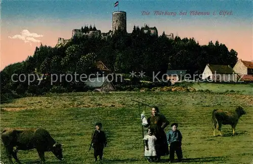 AK / Ansichtskarte Adenau Nuerburg Viehweide Kuehe Baeuerin mit Kindern Kat. Adenau