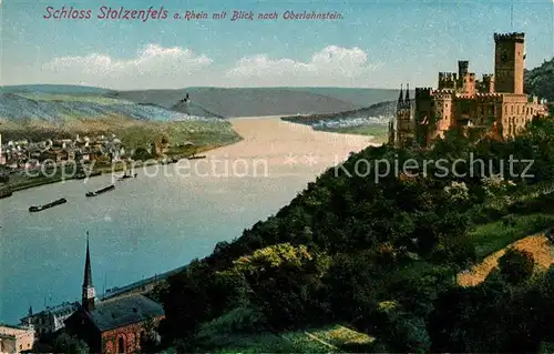 AK / Ansichtskarte Schloss Stolzenfels am Rhein mit Blick nach Oberlahnstein Kat. Koblenz