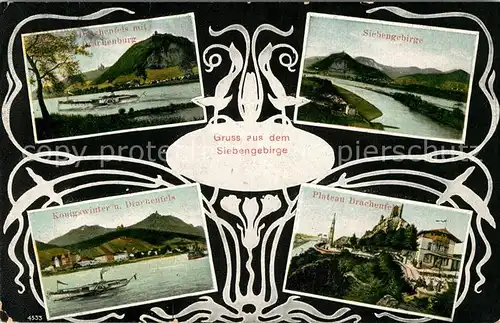 AK / Ansichtskarte Siebengebirge Plateau Drachenfels mit Drachenburg Rheinpanorama Kat. Koenigswinter