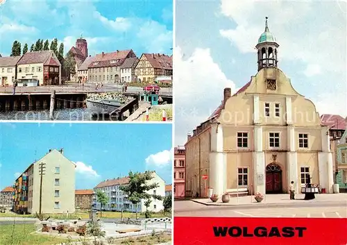 AK / Ansichtskarte Wolgast Mecklenburg Vorpommern Hafen Strasse der Befreiung Rathaus  Kat. Wolgast