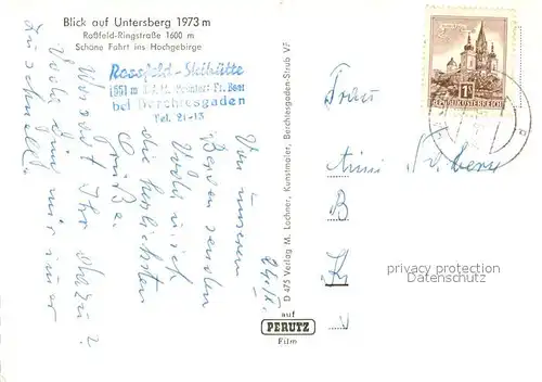 Untersberg Rossfeld Schihuette Kat. Salzburg