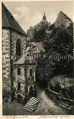 Marburg Lahn Schloss und kath Kirchhof Kat. Marburg