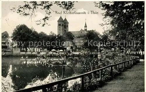 Bad Klosterlausnitz Am Kleinen Teich mit Kirche Kat. Bad Klosterlausnitz