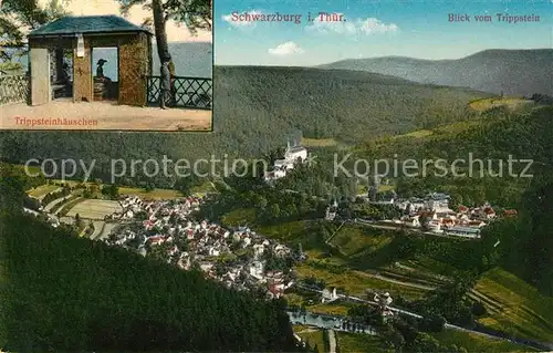 Schwarzburg Thueringer Wald Blick vom Trippstein mit Trippsteinhaeuschen Kat. Schwarzburg