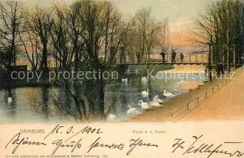 Hamburg Partie an der Alster Schwaene Kat. Hamburg