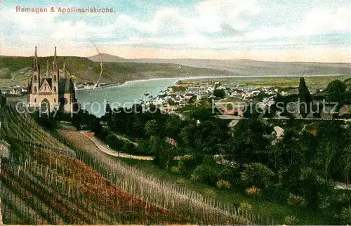 Remagen Panorama mit Apollinariskirche Kat. Remagen