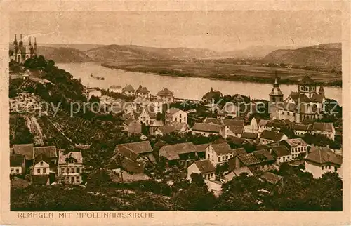 Remagen Stadtbild mit Apollinariskirche Kat. Remagen