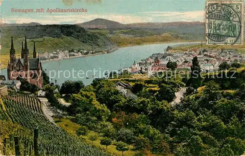 Remagen Panorama mit Apollinariskirche Kat. Remagen