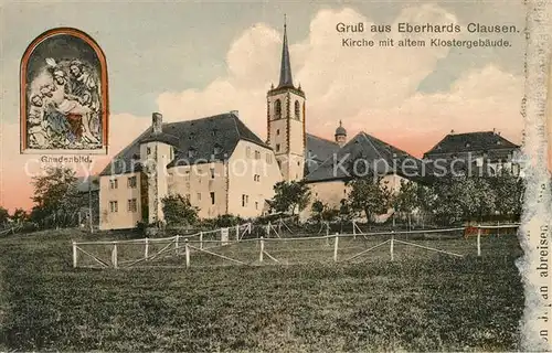 Eberhards Clausen Kirche mit altem Klostergebaeude Gnadenbild Kat. Minheim