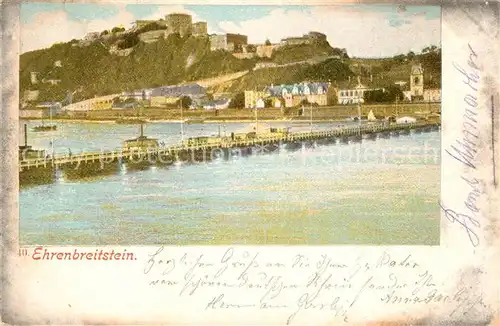 Ehrenbreitstein Rhein Schiffbruecke Festung Kat. Koblenz