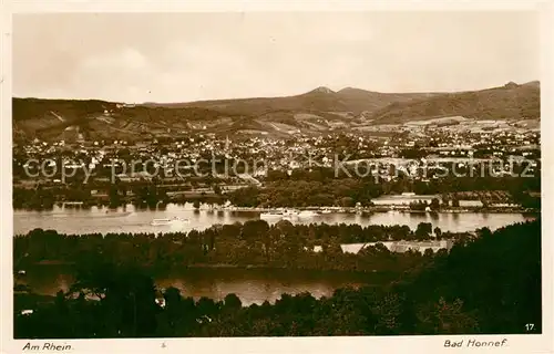 Bad Honnef Panorama Blick ueber den Rhein Kat. Bad Honnef