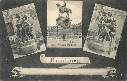 Hamburg Verkehrswesen Kaiser Wilhelm Denkmal Wohlfahrtsgesetze Denkmaeler und Skulpturen Kat. Hamburg