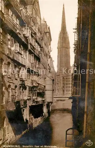 Hamburg Stoeckelhoern Fleet mit Nikolaikirche Kat. Hamburg