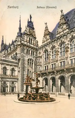 Hamburg Rathaus Ehrenhof Brunnen Kat. Hamburg