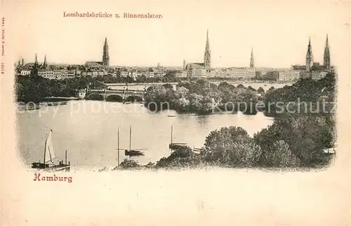 Hamburg Lombardsbruecke und Binnenalster Kat. Hamburg