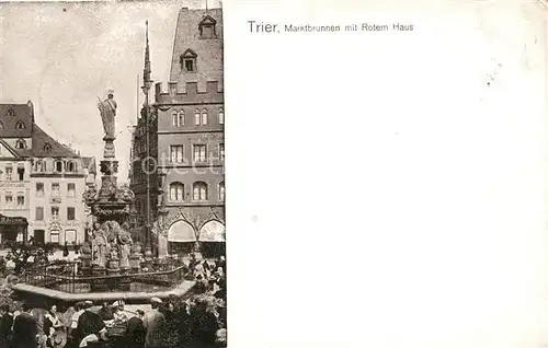 Trier Marktbrunnen mit Rotem Haus Kat. Trier