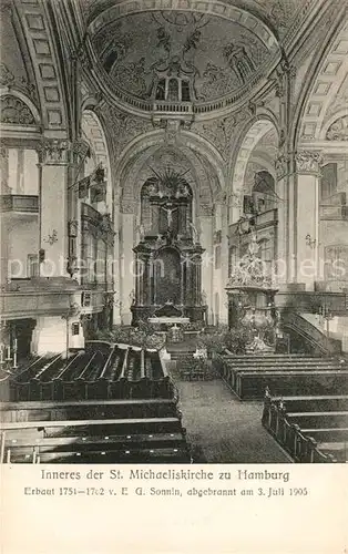 Hamburg Inneres der St Michaeliskirche Kat. Hamburg