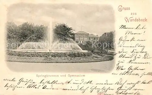 Wandsbek Springbrunnen und Gymnasium Kat. Hamburg