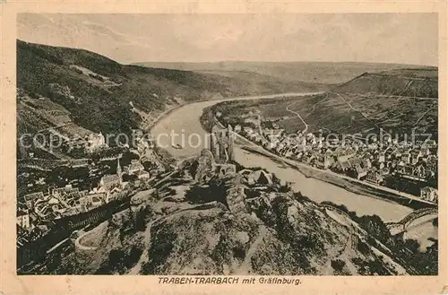 Traben Trarbach Panorama mit Graefinburg Kat. Traben Trarbach