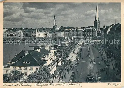 Hamburg Alsterpavillon und Jungfernstieg Kat. Hamburg