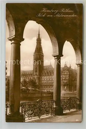 Hamburg Rathaus Blick von Alsterarkaden Kat. Hamburg